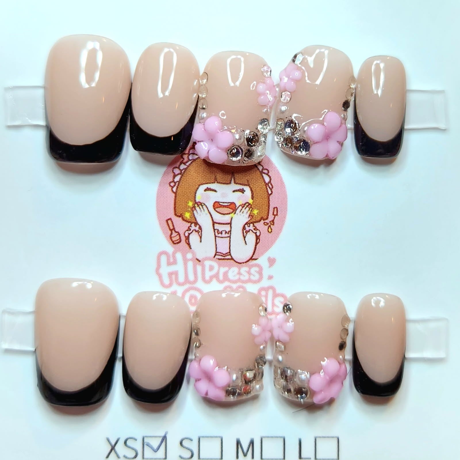 (Black) French Tip Floral